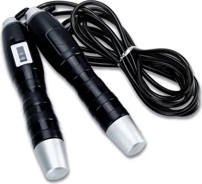 Produktbild von EmpireAthletics Stahl Springseil in SCHWARZ - Super Dünnes Komfortables Speed Rope Stahlseil mit Anti-Rutsch-Griffen und Zähler - Workout Training Fitness Sport Boxen Speed Rope