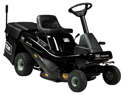 Produktbild von Texas Rider 7600E 3IN1 Rider mit Heckantrieb, 4-Takt Benzinmotor, 76cm Schnittbreite, Radantrieb, Mulchmäher, Grasfang seitlich