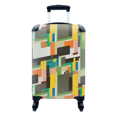 Produktbild von MuchoWow® Koffer Handgepäck Trolley Rollkoffer Kleine Reisekoffer mit 4 Rollen - Geometrisch - Muster - Abstrakt - Cabin Size < 55x40x23 cm & 55x40x20 cm - Fotokoffer - Kabinenkoffer - Boardgepäck - Reise-Box - Reisekoffer - Reisegepäck - Koffer mit Bild - Trolley für Kinder