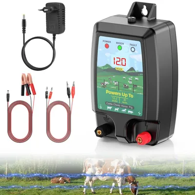 Productafbeelding van Elektrisch hek voor dieren, 10 km, krachtige 2J elektrificator met lcd-scherm