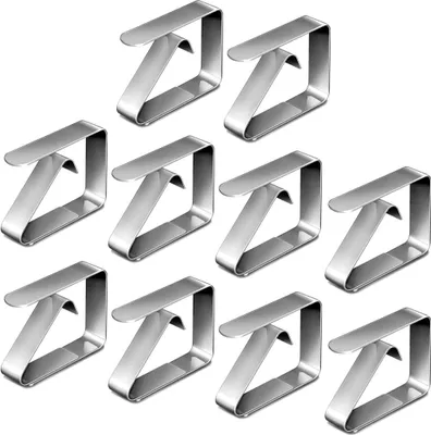 Produktbild von Tischdeckenklammer, 10 Stück Tischtuchklammer aus Edelstahl Tischabdeckungsklemmen,Tischdeckenhalter Tischtuch Clips Tischtuch Clips für Restaurant,Partys,Picknicks Buffets