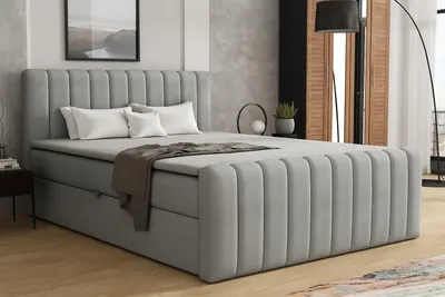 Produktbild von MR GROUP Boxspringbett mit Bettkasten ASTI, 160x200, hellgrau, H3, Samtstoff, Polsterbett mit Matratze und Topper Doppelbett Bett für Schlafzimmer