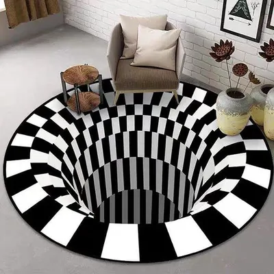 Imagen del producto de Alfombra redonda Unyqoos® de 80 cm – Poliéster, diseño 3D, base antideslizante,  y blanco, suave y plegable – ideal para salones y dormitorios