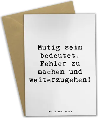 Produktbild von Mr. & Mrs. Panda Klappkarte Spruch Fehler machen Lernen - Weiß - Geschenk, Grußkarte, inspirierender, Ermutigung, hochzeitskarten, Grußkarten, Motivation, Vertrauem