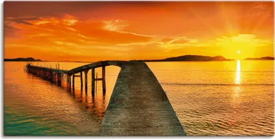 Produktbild von ARTland Leinwandbild Sonnenaufgang über dem Meer Größe: 40x20 cm