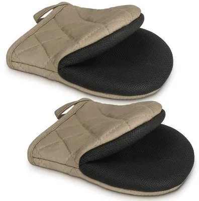 Produktbild von Unyqoos® Hitzebeständiges Baumwoll-Ofenhandschuh- und Topflappen-Set – bis 260 °C, weiches Innenfutter, Anti‑Rutsch‑Silikongriff, verschiedene Farben