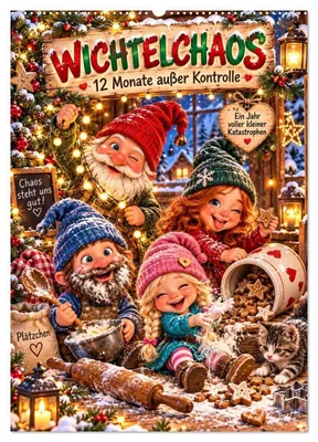 Produktbild von Wichtelchaos (Wandkalender 2027 DIN A2 hoch), CALVENDO Monatskalender