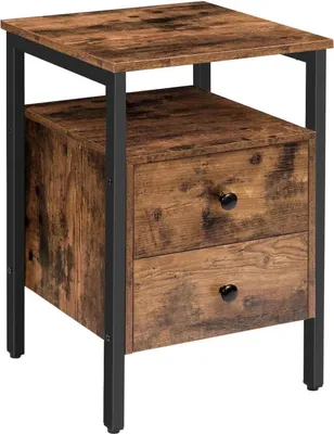 Immagine prodotto di HOOBRO comodino con 2 cassetti, tavolino vintage 40 x 40 x 61 cm