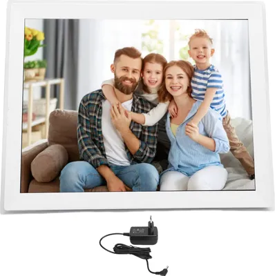 Zdjęcie produktu dla Cyfrowa ramka na zdjęcia 15-calowy ekran dotykowy HD 32 GB Automatycznie obracana naścienna inteligentna ramka na zdjęcia WiFi z aplikacją do zdjęć wideo Wtyczka UE