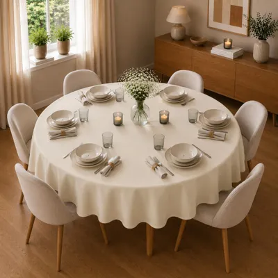Produktbild von Tischdecke Ø 135 cm für Küche & Esstisch in Cremeweiß