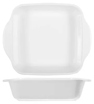 Produktbild von H&H weiße Auflaufform aus Porzellan, quadratisch, 22 cm