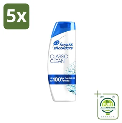 Image de 5 bouteilles de shampooing Head & Shoulders Classic Clean, 400 ml chacune - Pack économique - 5 pièces