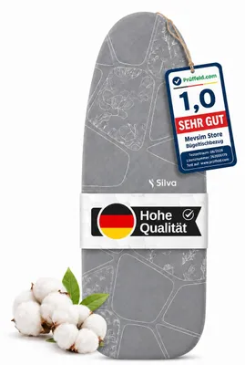 Bügelbrettbezug 140x50 cm XL, 100% Baumwolle, grau