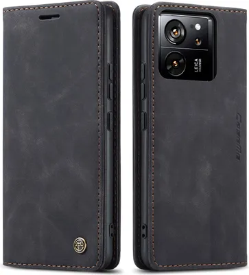 Image de Xiaomi 13T Housse, rétroPolyuréthaneHousse en cuir avec fonction support Housse de protection pour Xiaomi 13T / 13T Pro / Redmi K60 Ultra Noir