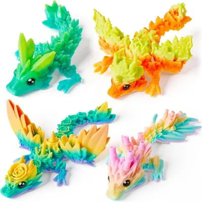 Productafbeelding van Dragon fidget-speelgoed voor kinderen en volwassenen - Set van 4 - Kinderverjaardag - Cadeautje - Gastgeschenken