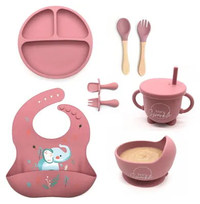 Image de Ensemble de 9 articles en silicone pour l'alimentation de bébé