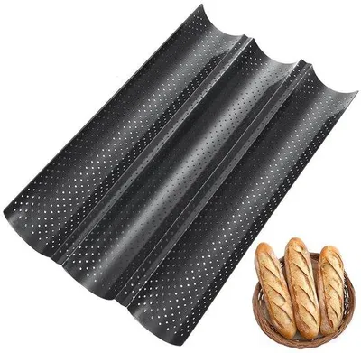 Productafbeelding van Baguette Bakplaat voor 3 Baguettes van Carbonstaal