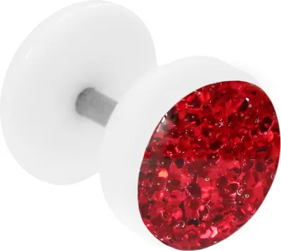 Produktbild von Fake Plug Ohrstecker weiß Glitterline Farbe - Rot