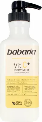Produktbild von Babaria Vit C+ body milk, Milch, Frauen, Aufhellend, Elastizität, Feuchtigkeitsspendend, Schutz, Jeder Hauttyp, 500 ml, All ages