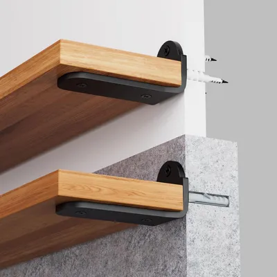 Image de Support mural en L, 10 cm, métal noir, lot de 4, capacité de charge de 70 kg