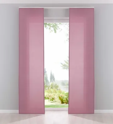 Produktbild von 2er Pack Flächenvorhänge Schiebegardinen »Palermo« komplett Set Cationic blickdicht Leinen Optik natura seidenmatt HxB 245x60 cm Altrosa Landhaus Stil 204411-2