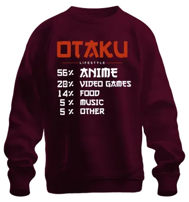 Immagine prodotto di OTAKU LIFESTYLE 56% ANIME 20% VIDEOGIOCHI Manga Videospiele Japan Felpa Unisex Pullover, Borgogna, L