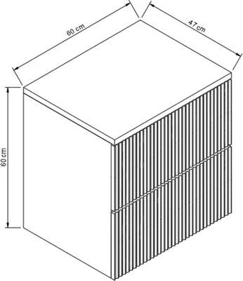 Obrázok produktu pre WENA Skrinka pod umývadlo 60 cm, rebrované čelá, kovové úchyty v zlatej farbe (farba: kašmír)