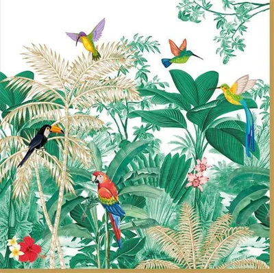Produktbild von 20 Servietten Exotic Heaven - Exotische Vögel im Dschungel 33x33cm