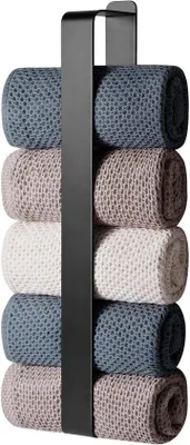 Produktbild von Unyqoos® Selbstklebender Handtuchhalter aus SUS304-Edelstahl, schwarz, 42 x 6 x 3,5 cm – für Bad & Küche, einfache Montage, rostfrei