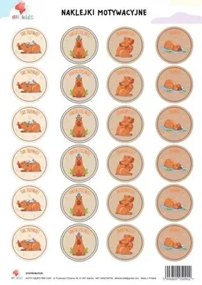 Immagine prodotto di Adesivi motivazionali A4 Capibara motivatrice - All4Kids