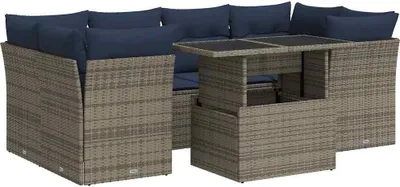 Zdjęcie produktu dla vidaXL 7-częściowa sofa ogrodowa z poduszkami szary rattan akacja