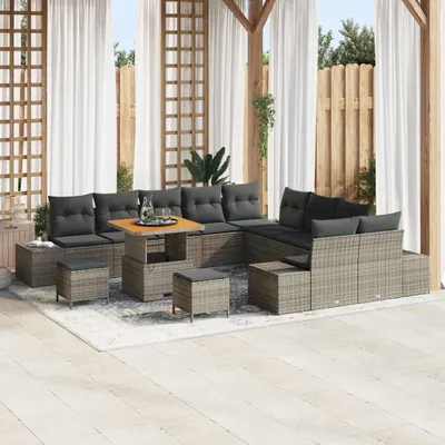 Immagine prodotto di Maison Exclusive - Set divano da giardino con cuscini 13 pezzi grigio polyrattan