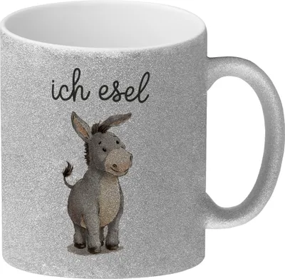 Produktbild von Ich Esel Glitzer-Kaffeebecher für Tierliebhaber