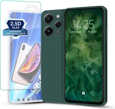 Produktbild von Hülle für Xiaomi Redmi 12 mit 9H Displayglas Displayschutz Plus Case Cover Bumper Silikon Softgrip Schutzhülle Farbe: Grün