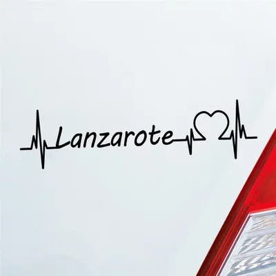 Produktbild von Auto Aufkleber Lanzarote Puls Herzschlag mit Insel Motiv 19x5 cm Schwarz Glanz Sticker Heckscheibenaufkleber