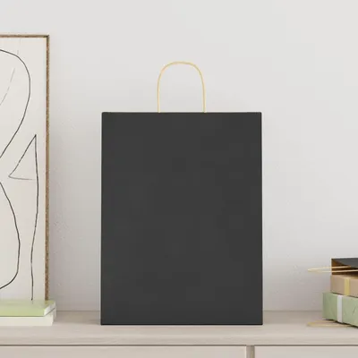 Produktbild von vidaXL Papiertragetaschen 250 Stk. mit Henkeln Schwarz 32x12x42 cm