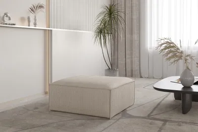 Produktbild von Polsterhocker Designerhocker CELES PREMIUM 85x85 cm in Stoff Scala Hellbeige