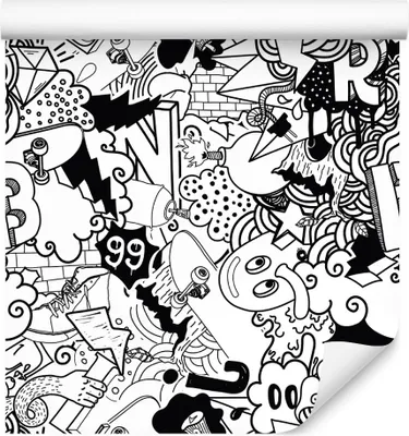 Zdjęcie produktu dla Tapeta Ozdoba Ścienna Abstrakcyjna 3D ścienna młodzieżowa graffiti deskorolki