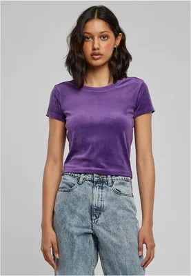 Immagine prodotto di T-shirt da donna Urban Classics Ladies Short Velvet Tee realviolet - XS