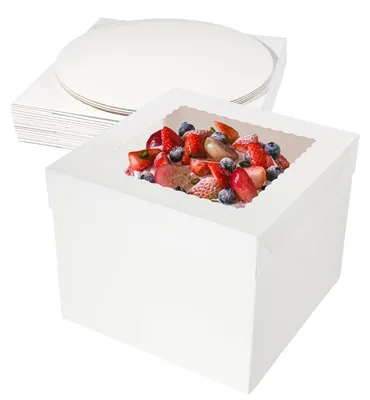 Kuchenbox rund 25,5 cm weiß 5 Stück