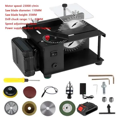 Zdjęcie produktu dla Mini stół piły tarczowej - model D 85 W - Regulowana piła do drewna - Maszyna do cięcia i szlifowania drewna i tworzyw sztucznych - Kompaktowa maszyna stołowa - model D-85w