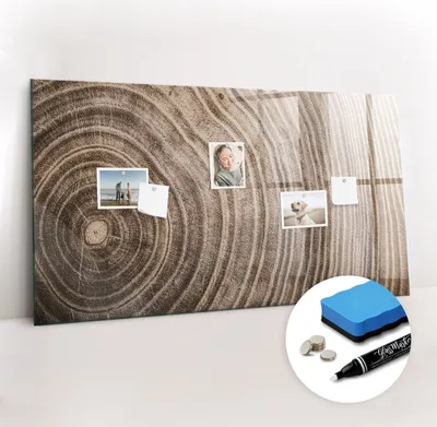 Produktbild von Magnetpinnwand Memoboard - Zubehörsatz - Weißer Marker + Schwamm + Magnete - 120 x 60 cm - Baumstamm