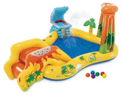 Produktbild von Intex 57444NP - Aufblasbarer Play Center Dinosaurier, Vinyl, Mehrfarbig, 249x191x109 cm