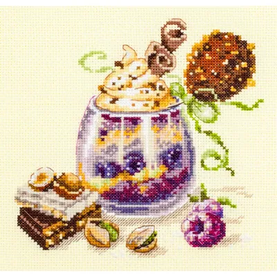 Produktbild von Magic Needle Zweigart Edition Kreuzstich Set "Schokoladendessert", Zahlmuster, 17 x 17cm