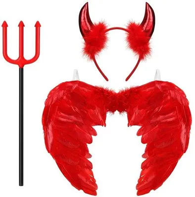 Productafbeelding van Engelenvleugels en Duivelshoorns Kostuum voor Halloween en Feestjes