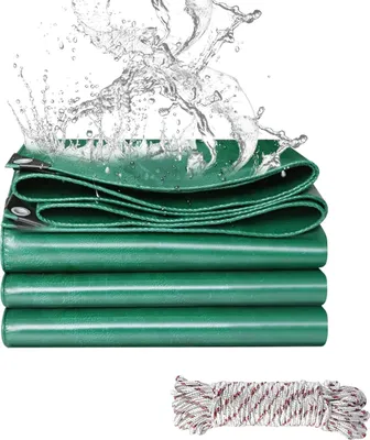 Image de Bâche en PVC avec œillets renforcés résistant aux UV et à la déchirure Bâche étanche pour meubles,sol,couverture multi-usages,vert (2x3m)