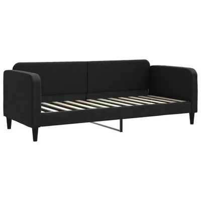 Image de vidaXL Lit de jour noir 80x200 cm Tissu
