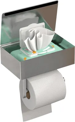 Produktbild von Toilettenpapierhalter Ohne Bohren, Edelstahl Silber Toilettenpapierhalter Mit Feuchttücherbox, Klopapierhalter mit Ablage, Großformat WC Papier Halterung für Küche und Badzimmer