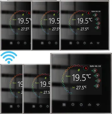 Obrázok produktu pre 6X WiFi digitálny LCD termostat, týždenný programovateľný izbový termostat pre 5A ohrev vody, dotykové ovládanie/mobilná aplikácia/hlasové ovládanie podlahového vykurovania kompatibilné s Alexa/Google Home, čierny