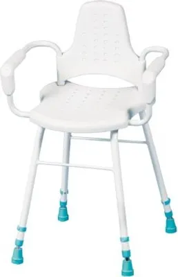 Produktbild von Duschstuhl PRIMA m.Armlehnen SH42-57cm, weiß>>>>